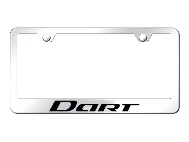 Dodge Dart License Plate Frame - Chrome Stainless Steel w/ Dart Logo - Standard